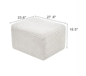 English Elm 27.6 Inch Ribbed Corduroy Square Ottoman Soft Padded Footrest for Living Room or Bedroom White W5515P495949