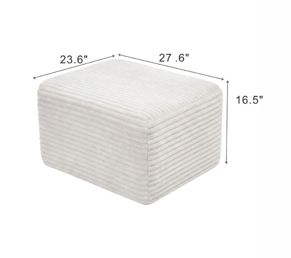 English Elm 27.6 Inch Ribbed Corduroy Square Ottoman Soft Padded Footrest for Living Room or Bedroom White W5515P495949