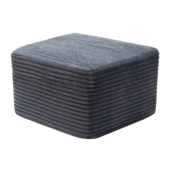 English Elm 27.6 Inch Ribbed Corduroy Square Ottoman Soft Padded Footrest for Living Room or Bedroom Gray W5515P495950
