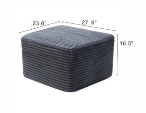 English Elm 27.6 Inch Ribbed Corduroy Square Ottoman Soft Padded Footrest for Living Room or Bedroom Gray W5515P495950