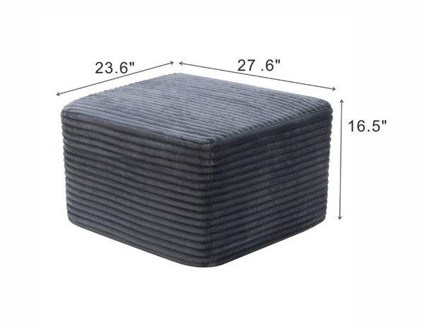 English Elm 27.6 Inch Ribbed Corduroy Square Ottoman Soft Padded Footrest for Living Room or Bedroom Gray W5515P495950