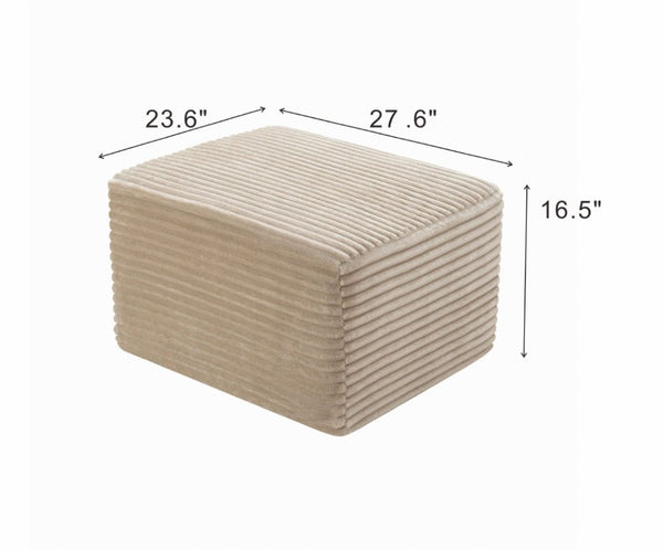 English Elm 27.6 Inch Ribbed Corduroy Square Ottoman Soft Padded Footrest for Living Room or Bedroom Camel W5515P495951
