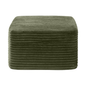English Elm 27.6 Inch Ribbed Corduroy Square Ottoman Soft Padded Footrest for Living Room or Bedroom Green W5515P495952