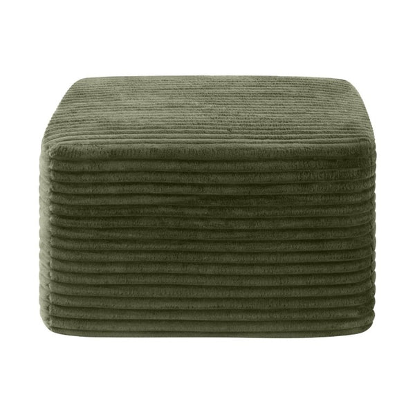 English Elm 27.6 Inch Ribbed Corduroy Square Ottoman Soft Padded Footrest for Living Room or Bedroom Green W5515P495952