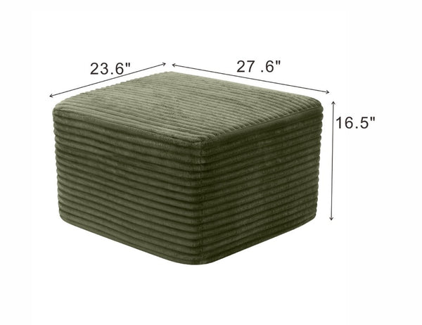 English Elm 27.6 Inch Ribbed Corduroy Square Ottoman Soft Padded Footrest for Living Room or Bedroom Green W5515P495952