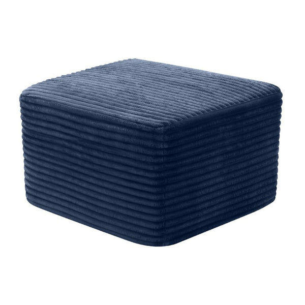English Elm 27.6 Inch Ribbed Corduroy Square Ottoman Soft Padded Footrest for Living Room or Bedroom Blue W5515P495953