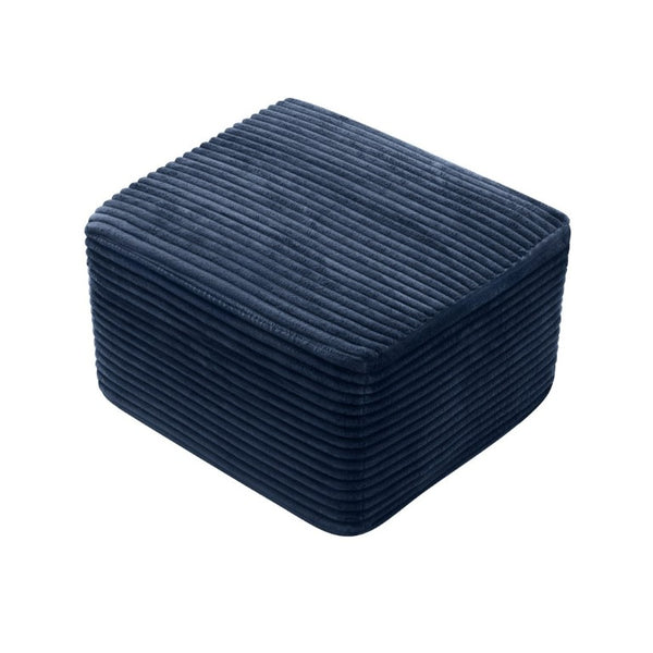 English Elm 27.6 Inch Ribbed Corduroy Square Ottoman Soft Padded Footrest for Living Room or Bedroom Blue W5515P495953