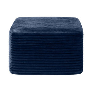 English Elm 27.6 Inch Ribbed Corduroy Square Ottoman Soft Padded Footrest for Living Room or Bedroom Blue W5515P495953