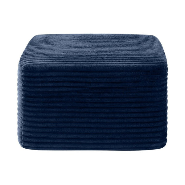 English Elm 27.6 Inch Ribbed Corduroy Square Ottoman Soft Padded Footrest for Living Room or Bedroom Blue W5515P495953
