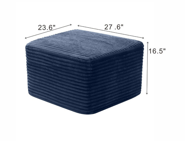 English Elm 27.6 Inch Ribbed Corduroy Square Ottoman Soft Padded Footrest for Living Room or Bedroom Blue W5515P495953