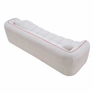 English Elm 98.4" Corduroy Cloud Sofa Bubble Tufted Three Seat Deep Cushion for Living Room White W5515P495965