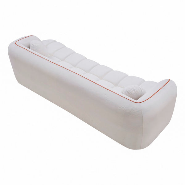 English Elm 98.4" Corduroy Cloud Sofa Bubble Tufted Three Seat Deep Cushion for Living Room White W5515P495965
