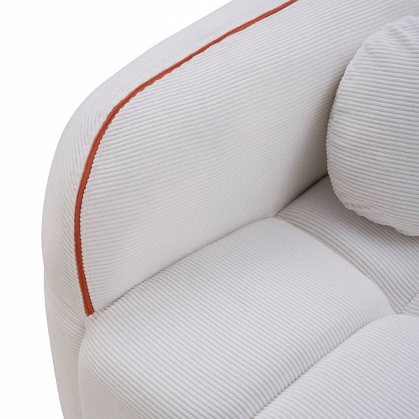 English Elm 98.4" Corduroy Cloud Sofa Bubble Tufted Three Seat Deep Cushion for Living Room White W5515P495965