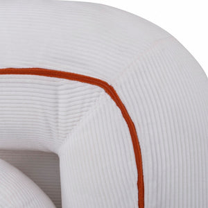 English Elm 98.4" Corduroy Cloud Sofa Bubble Tufted Three Seat Deep Cushion for Living Room White W5515P495965
