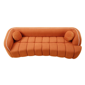 English Elm 98.4" Corduroy Cloud Sofa Bubble Tufted Three Seat Deep Cushion for Living Room Orange W5515P495967