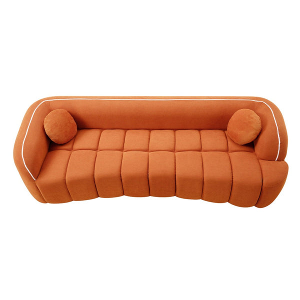 English Elm 98.4" Corduroy Cloud Sofa Bubble Tufted Three Seat Deep Cushion for Living Room Orange W5515P495967
