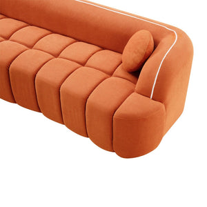 English Elm 98.4" Corduroy Cloud Sofa Bubble Tufted Three Seat Deep Cushion for Living Room Orange W5515P495967