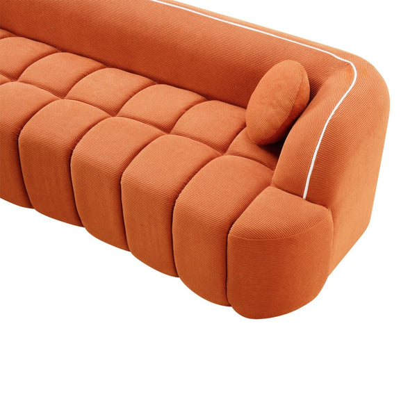 English Elm 98.4" Corduroy Cloud Sofa Bubble Tufted Three Seat Deep Cushion for Living Room Orange W5515P495967