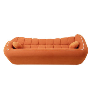 English Elm 98.4" Corduroy Cloud Sofa Bubble Tufted Three Seat Deep Cushion for Living Room Orange W5515P495967