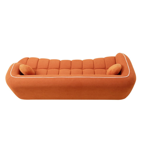 English Elm 98.4" Corduroy Cloud Sofa Bubble Tufted Three Seat Deep Cushion for Living Room Orange W5515P495967