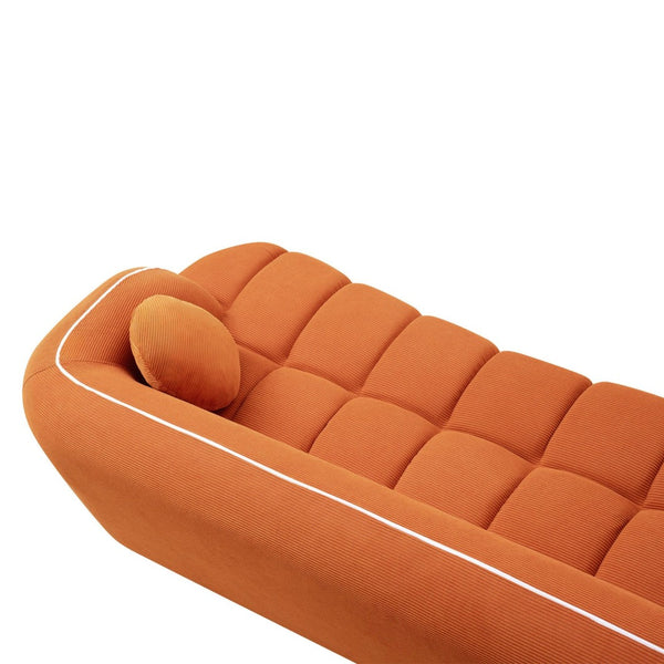 English Elm 98.4" Corduroy Cloud Sofa Bubble Tufted Three Seat Deep Cushion for Living Room Orange W5515P495967