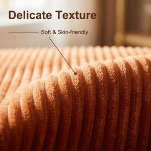 English Elm 98.4" Corduroy Cloud Sofa Bubble Tufted Three Seat Deep Cushion for Living Room Orange W5515P495967