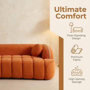 English Elm 98.4" Corduroy Cloud Sofa Bubble Tufted Three Seat Deep Cushion for Living Room Orange W5515P495967