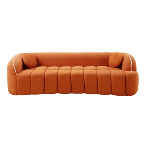 English Elm 98.4" Corduroy Cloud Sofa Bubble Tufted Three Seat Deep Cushion for Living Room Orange W5515P495967