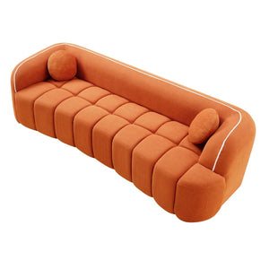 English Elm 98.4" Corduroy Cloud Sofa Bubble Tufted Three Seat Deep Cushion for Living Room Orange W5515P495967