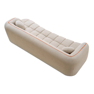 English Elm 98.4" Corduroy Cloud Sofa Bubble Tufted Three Seat Deep Cushion for Living Room Camel W5515P495968
