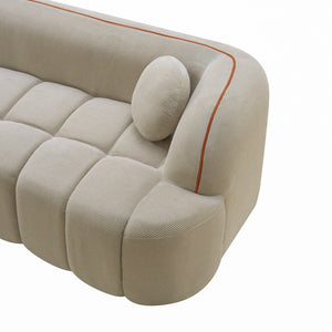 English Elm 98.4" Corduroy Cloud Sofa Bubble Tufted Three Seat Deep Cushion for Living Room Camel W5515P495968