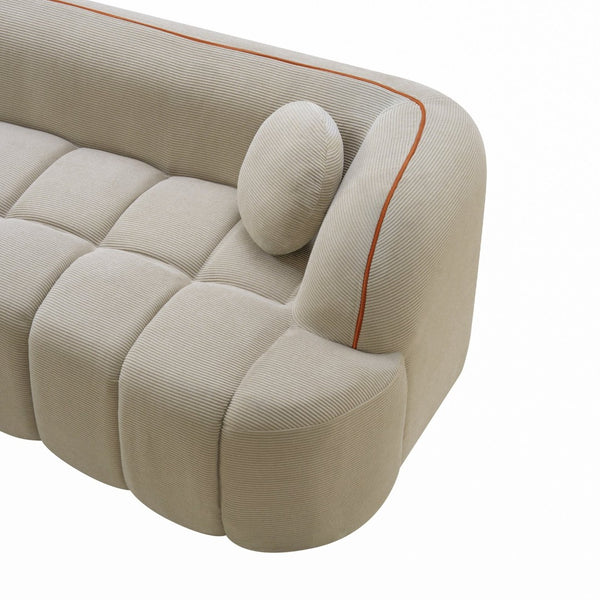 English Elm 98.4" Corduroy Cloud Sofa Bubble Tufted Three Seat Deep Cushion for Living Room Camel W5515P495968