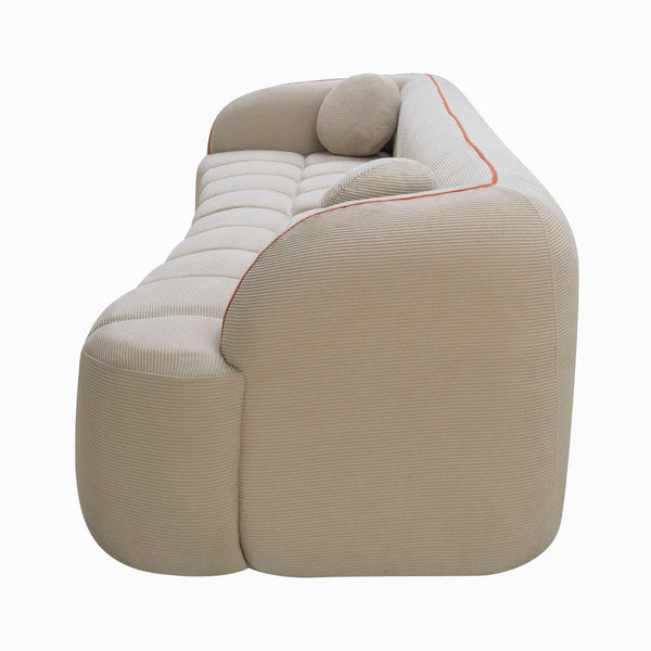 English Elm 98.4" Corduroy Cloud Sofa Bubble Tufted Three Seat Deep Cushion for Living Room Camel W5515P495968