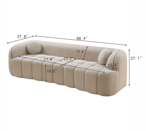 English Elm 98.4" Corduroy Cloud Sofa Bubble Tufted Three Seat Deep Cushion for Living Room Camel W5515P495968