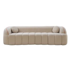 English Elm 98.4" Corduroy Cloud Sofa Bubble Tufted Three Seat Deep Cushion for Living Room Camel W5515P495968
