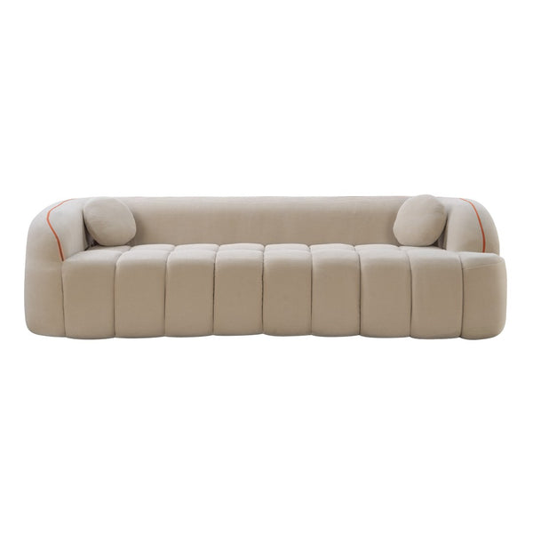 English Elm 98.4" Corduroy Cloud Sofa Bubble Tufted Three Seat Deep Cushion for Living Room Camel W5515P495968
