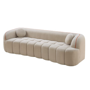 English Elm 98.4" Corduroy Cloud Sofa Bubble Tufted Three Seat Deep Cushion for Living Room Camel W5515P495968