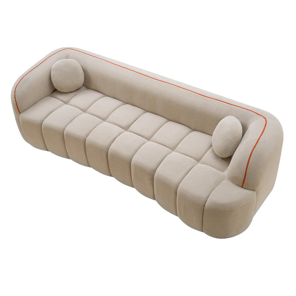 English Elm 98.4" Corduroy Cloud Sofa Bubble Tufted Three Seat Deep Cushion for Living Room Camel W5515P495968