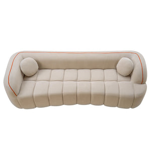 English Elm 98.4" Corduroy Cloud Sofa Bubble Tufted Three Seat Deep Cushion for Living Room Camel W5515P495968