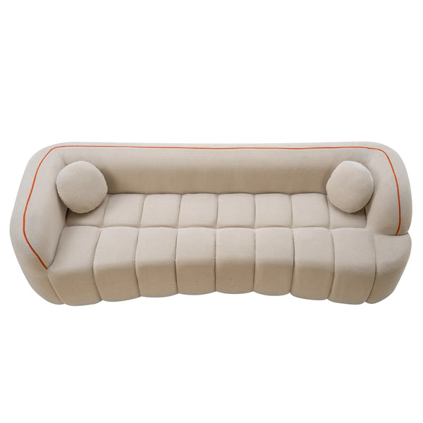 English Elm 98.4" Corduroy Cloud Sofa Bubble Tufted Three Seat Deep Cushion for Living Room Camel W5515P495968