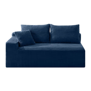 English Elm Blue Corduroy Armless Floor Loveseat Legless 2 Seater Sofa for Studio Apartment W5515P507049