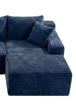 English Elm D-176 Jumbo Corduroy Sectional Chaise Sofa for Modern Minimalist Living Rooms Blue Right Chaise W5515P507050
