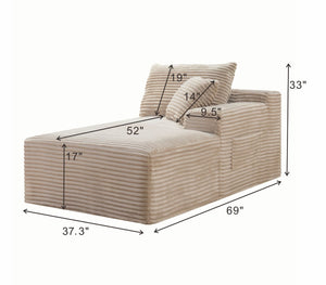 English Elm Camel Corduroy Floor Level Armless Sofa Low Profile Modern Seating for Compact Spaces Loveseat 2-Seater W5515P509305
