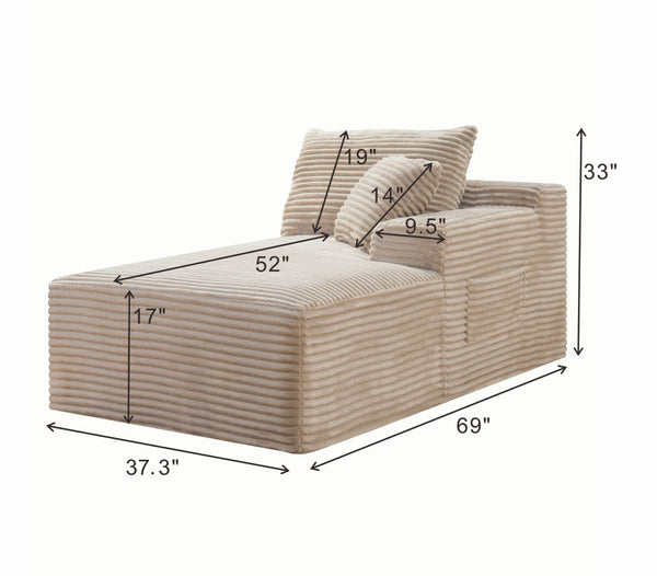 English Elm Camel Corduroy Floor Level Armless Sofa Low Profile Modern Seating for Compact Spaces Loveseat 2-Seater W5515P509305
