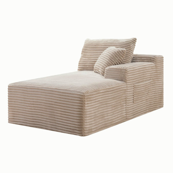 English Elm Camel Corduroy Floor Level Armless Sofa Low Profile Modern Seating for Compact Spaces Loveseat 2-Seater W5515P509305
