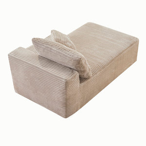 English Elm Camel Corduroy Floor Level Armless Sofa Low Profile Modern Seating for Compact Spaces Loveseat 2-Seater W5515P509305