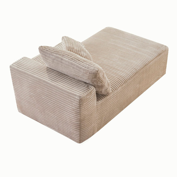 English Elm Camel Corduroy Floor Level Armless Sofa Low Profile Modern Seating for Compact Spaces Loveseat 2-Seater W5515P509305