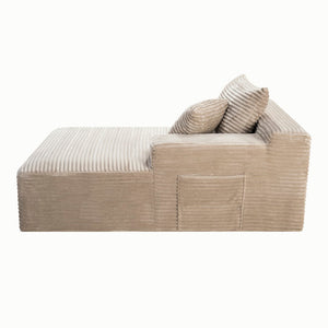 English Elm Camel Corduroy Floor Level Armless Sofa Low Profile Modern Seating for Compact Spaces Loveseat 2-Seater W5515P509305