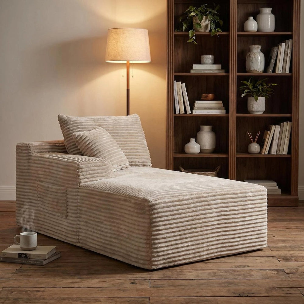 English Elm Camel Corduroy Floor Level Armless Sofa Low Profile Modern Seating for Compact Spaces Accent Chair W5515P509306