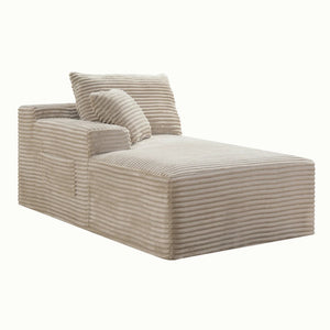English Elm Camel Corduroy Floor Level Armless Sofa Low Profile Modern Seating for Compact Spaces Accent Chair W5515P509306